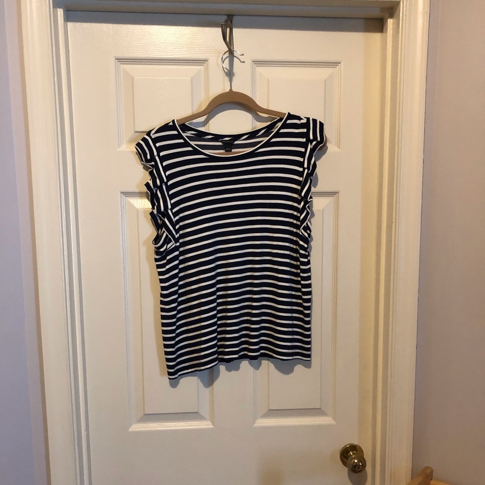 Ann Taylor navy stripe shirt  - size L
